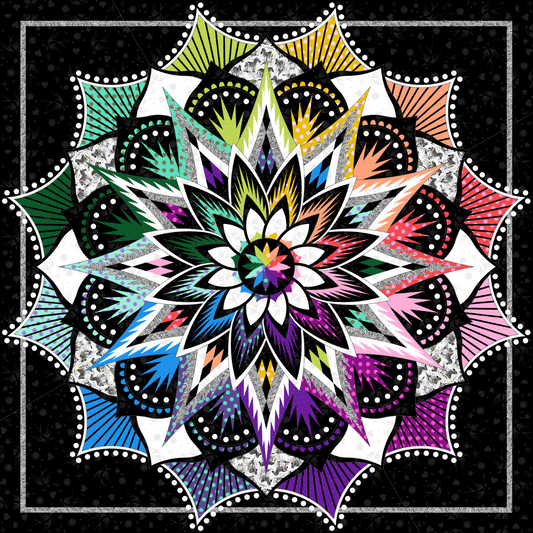 Carnival Flower Kit with Pattern- Tula Pink True Colors & Linework Dark- Queen Size
