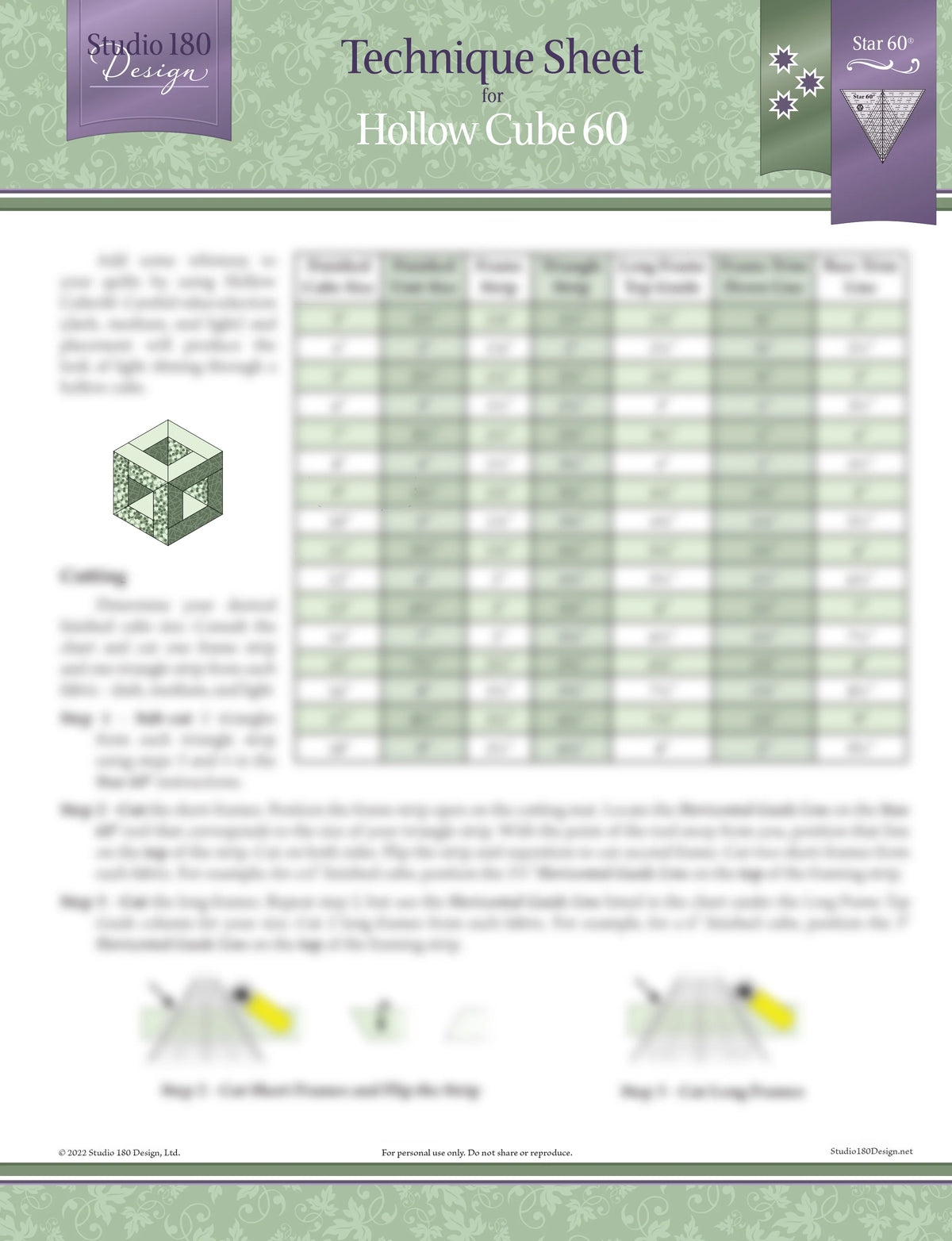 Hollow Cube Technique Sheet